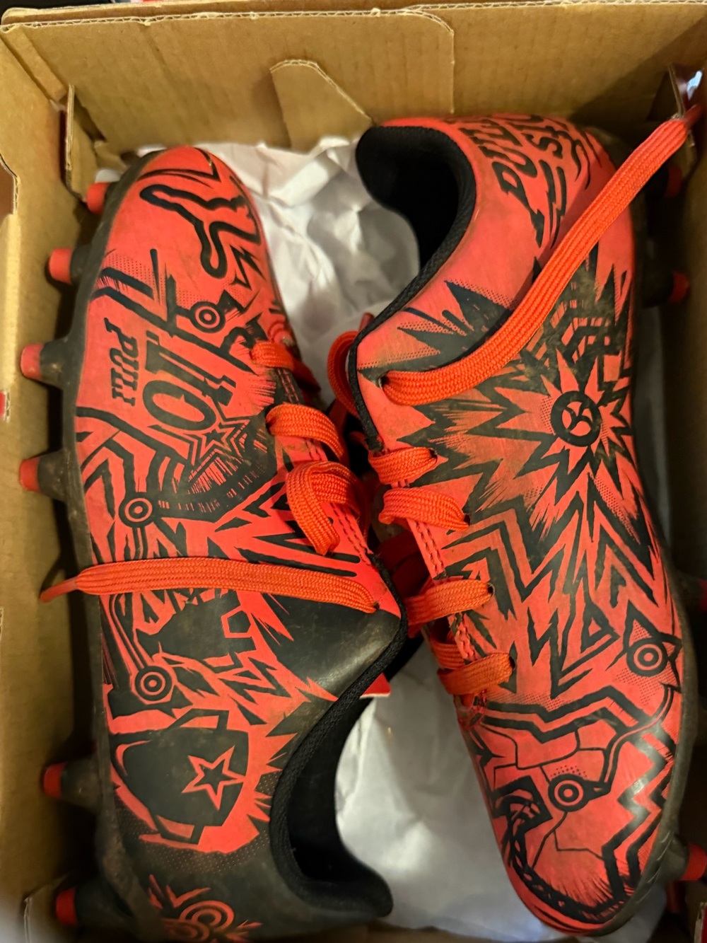 Puma Red and Black Kids Graphic Soccer Cleats